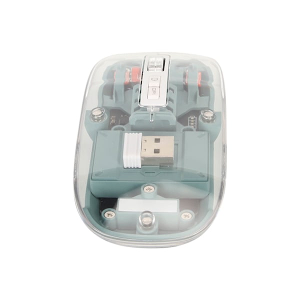 Trådlös Bluetooth-mus Transparent Clear Cool Shell Mute Click Färgglada Andningsljus Bärbar datormöss Grön