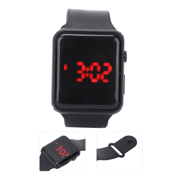 Ljus elektronisk klocka Fashionable Stylish Wrist Watch Digital Watch BraceletBlack