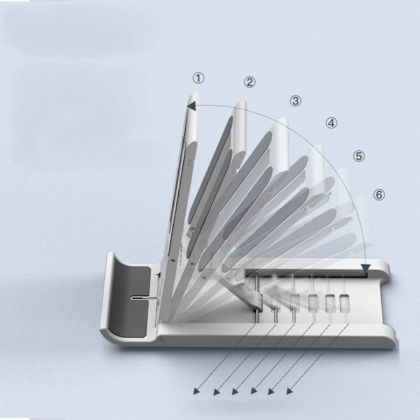 Tabletstativ, Fullt Justerbart Foldbart Skrivebordsstativ for iPad, Samsung, Nintendo, Alle Mobile Enheter (4.6-12.9’’)