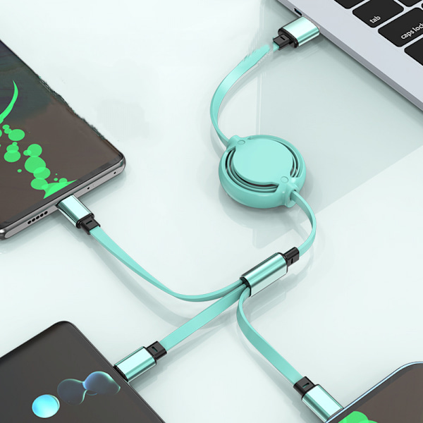 Indragbar snabbladdningskabel 2.4A, envägs indragbar 3-i-1 USB-laddningskabel kompatibel med mobiltelefoner/surfplattor