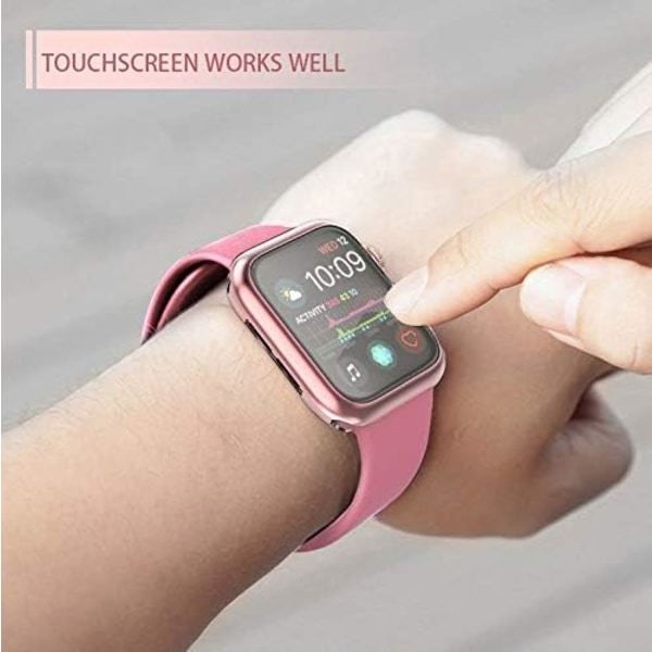 [2-Pack] 42 mm etui til Apple Watch Screen Protector, samlet beskyttende etui TPU HD Ultra-tyndt cover (1 Rose Pink+1 Transparent)