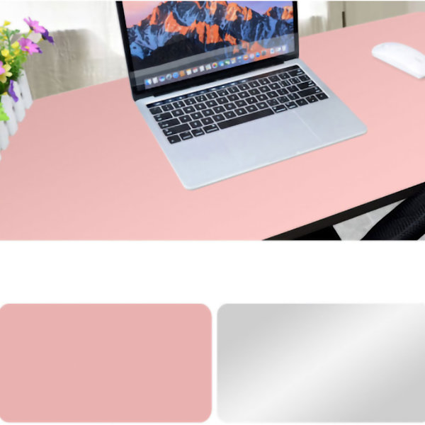 Datormusmatta Överdimensionerad Ultratunn 2mm Dubbelsidig Vattentät PU Läder Skrivbordsmatta för Kontorsarbete Hem60x30cm Rosa Silver