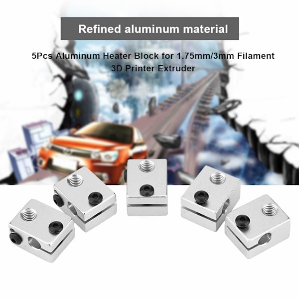 5 stk. aluminiumsvarmeblok til 1,75 mm/3 mm filament 3D-printerekstruder