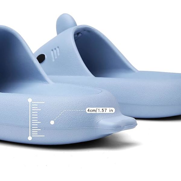 Herr- och damsandaler i form av hajar, molnskor, sommarskor, öppna tofflor, halkfria badtofflor med tjock sula Blue 46/47
