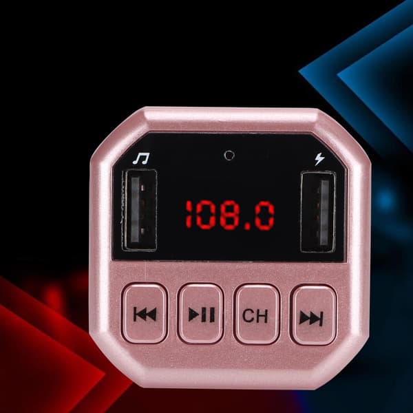 Bil Bluetooth Trådløs MP3 HD-spiller FM-sender Modulator Med Egen Lader(Rosa)