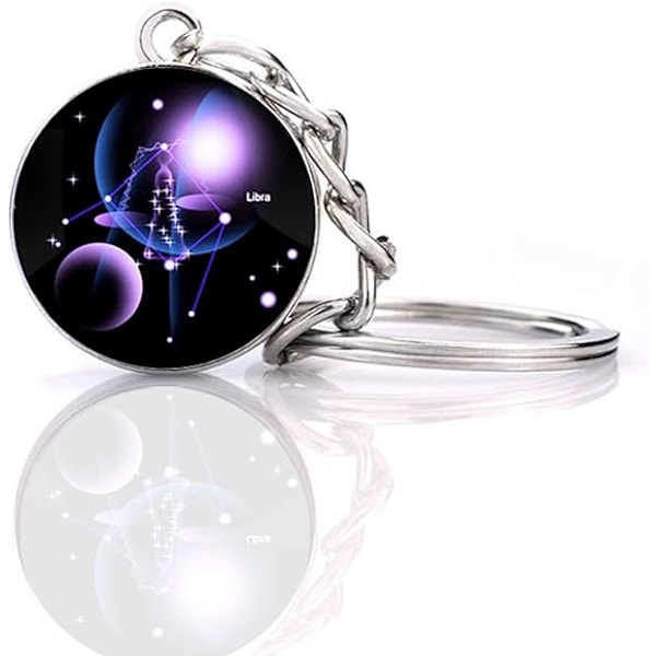 Zodiac 12 Constellation Glow In The Dark Kreativ Galaxy nøglering Libra-1