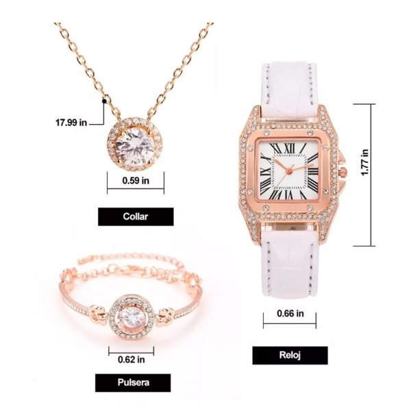 3-pack Kvinnor Glitter Quartz Watch Armband Set Elegant Strass Halsband Armband Watch Set