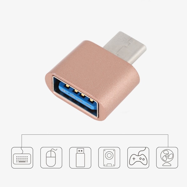 3PCS Bärbar Mini metall USB3.0 till typ-c OTG-kontaktadapter (roséguld)