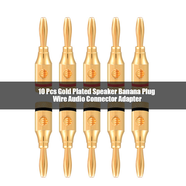 10 stk. Guldbelagte Højttaler Bananstik Wire Audio Connector Adapter