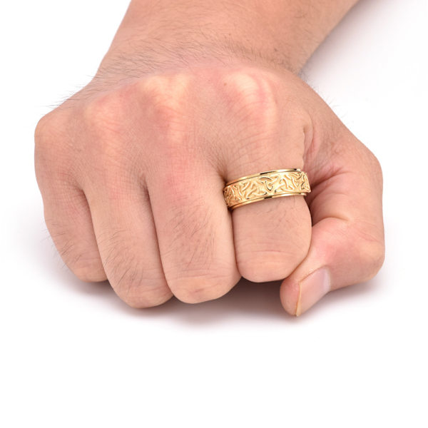 Rostfritt stål keltisk triangelknut vridbar ring neutral stil herr personlig smycken omkrets: 54,7 mm diameter: 17,3 mm - 1 artikel guld