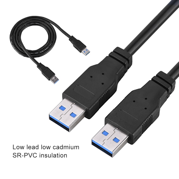 USB 3.0 A-hane till A-hane PVC-datakabel - Supersnabb hastighet - Svart (1 m)
