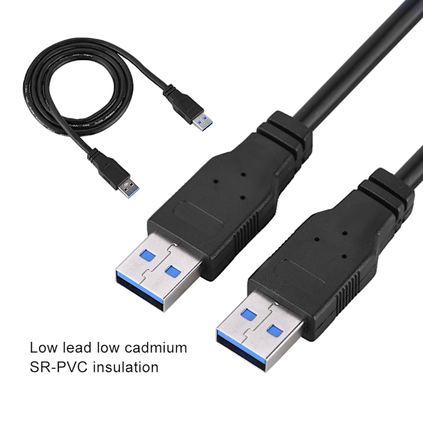 USB 3.0 A hann til A hann PVC datakabel - Superrask hastighet - Svart (1m)