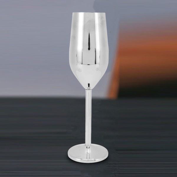 Vinglas i rostfritt stål, vackert och elegant metallchampagneglas för middagar och fester Silver
