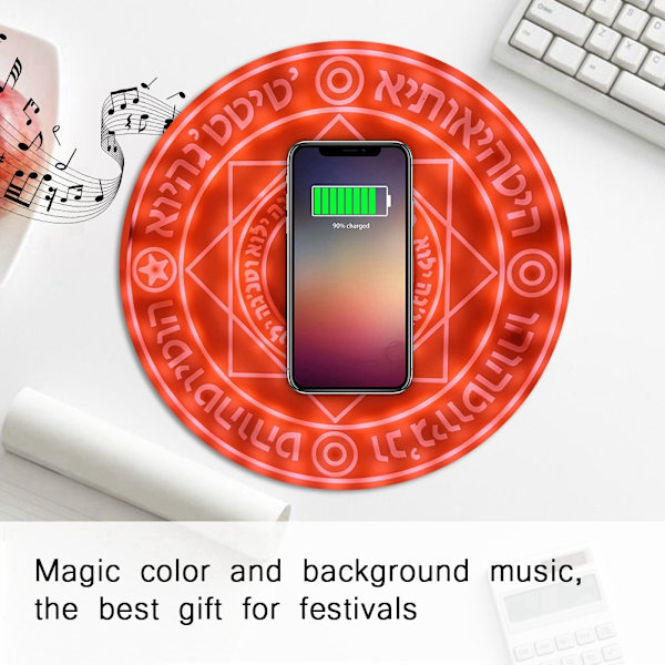 10W Magisk Array Musik Trådløs Hurtigoplader TAPE-C Dobbelt Interface Opladningsplade til Android(Pink)