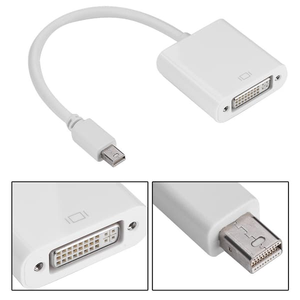 Mini DP DisplayPort til DVI HD Adapter Konverterkabel 0.2M Hvit