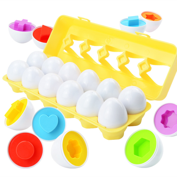 Farge og form matchende eggeleker - Formsortering og fargegjenkjenning Læreleker - Førskoleleker - Montessoriutdanning - påskeegg