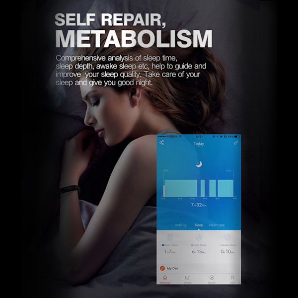 ID130 Smart Bluetooth Sportsarmbånd Fitness Tracker Matched Med APP Sort
