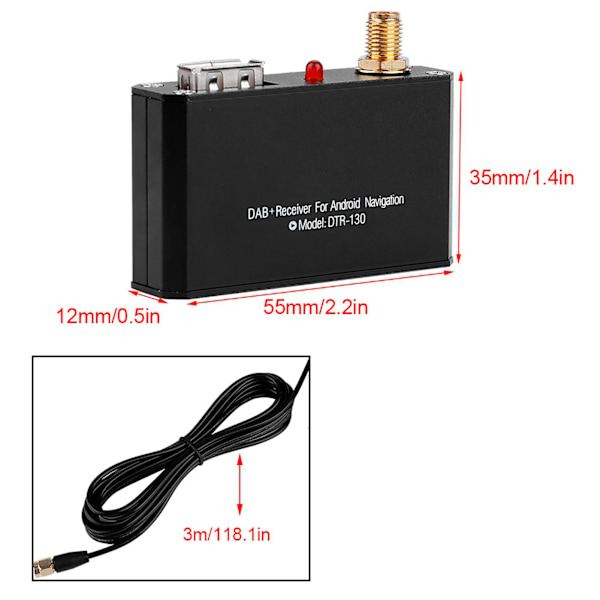 Bluetooth DAB/DAB+ Band Bil Digital Broadcast Radio Receiver Box för Android APP-kontroll