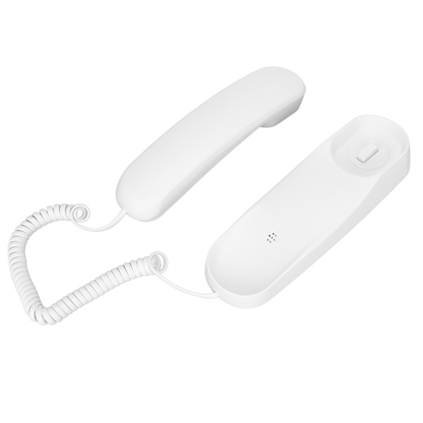 Sladdtelefon med stöd för paus, återuppringning av senaste nummer, väggmonterbar, fast telefon med upplysta knappar för hemmakontor, vit