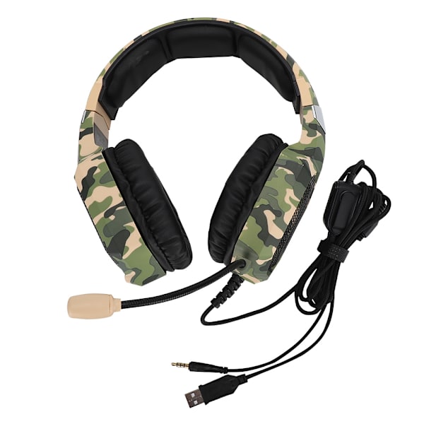 K8 Computer Gaming Headset med LED-lys og støjreducerende mikrofon til bærbar computer
