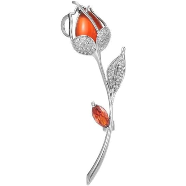 Blomsterdyr Rhinestone Broscher Pin til Kvinder Piger Rhinestone Reversnål Bryllup Tilbehør Brosche Pin Smykker Gave til Kone Mor Red Tulip