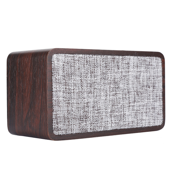 Soild Wood Box Bärbar Subwoofer 52mm Bluetooth Högtalare Nötbrun med Laddningskabel
