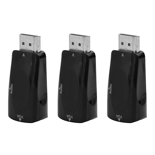3 set HDMI-hane till VGA-hona-omvandlare 1080P videoadapter med ljudutgångskabel