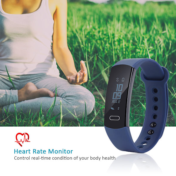 Bluetooth Sport Running Smart Armband OLED Blodtryck Hjärtfrekvens Sömnmonitor (Mörkblå)