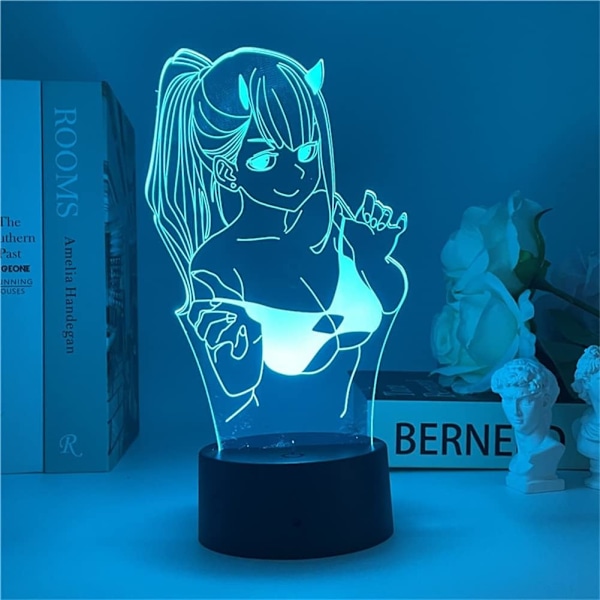 3D Illusion Zero Two 02 Animelampa RGB 16 Färger med Fjärrkontroll LED Nattlampa Barn Flickor Sovrum Dekoration Sängbordlampa
