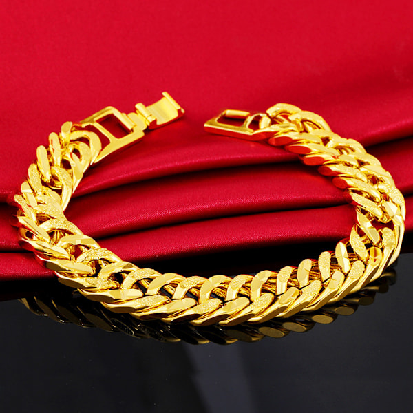 Klassisk armbånd for menn 24K gullbelagt kjede mansjettarmbånd for Valentinsdag farsdag jubileer bursdag