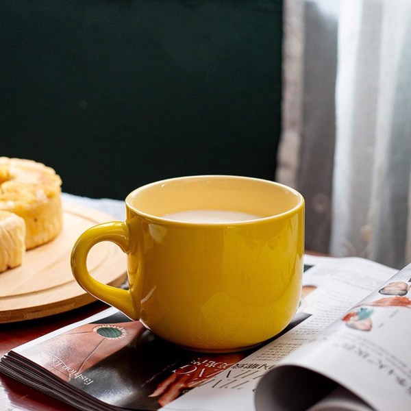 Porcelæn Stor Havregrynskop - 23 Ounces(680mL) Bred Kaffe Kops, Morgenmadsskål og Suppeskål, Mikroovn og Opvaskemaskine Sikker, Keramisk Kops til Mælk, Te