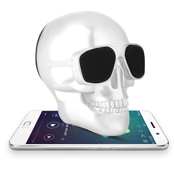 Mini Fashion Skull Bluetooth-högtalare brusreducerande stereo 5W Bluetooth-subwoofer - Vit