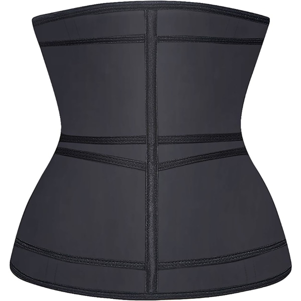 Midjetränare för kvinnor Latex Underbust JSculpt Dubbel träningsbälte Träning Sportgördel C-black (Double Straps) S