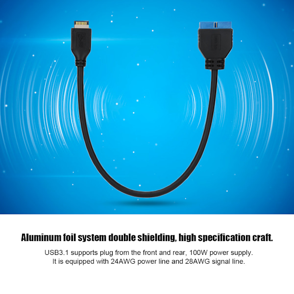 USB3.1 Type-E - IDC20P -sovitinkaapeli ASUS/Micro-Star/Gigabyte emolevyille