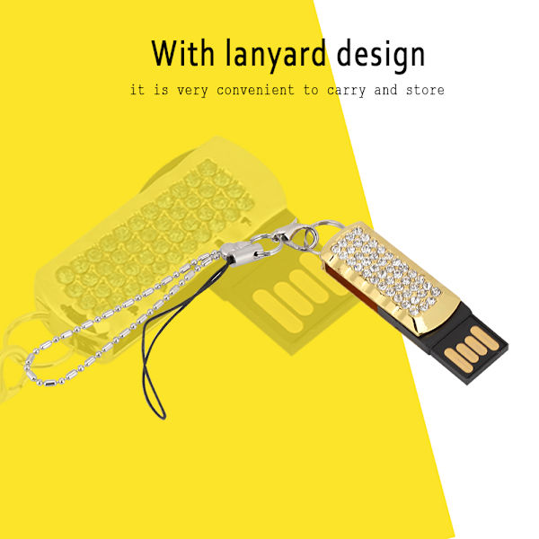 16G Mini bærbar Rhinestone USB-disk med kjede for Windows Vista/7/10/Mac Gull