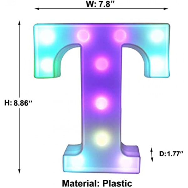 JUSTUP Fargerike LED Marquee Bokstavlys med Fjernkontroll Lys Opp Marquee Skilt Fest Bar Bokstaver med Lys Dekorasjoner for Hjemmet --- Flerfarget T