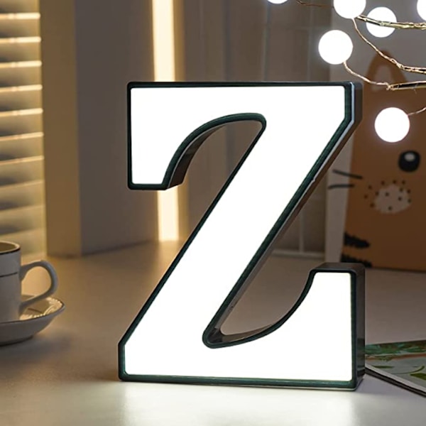 Qinwei LED-bokstavsljus - DIY-bokstavsljus med 26 bokstavsskyltar för bröllop, födelsedag, fest, bardekoration (bokstaven Z)