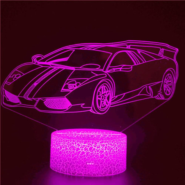 3D Racerbil Natlys Bordlampe Optisk Illusion Lamper 7 Farveskiftende Lys LED Bordlampe Julegave Hjem Kærlighed Fødselsdag Børn Børn Dekoration Gave