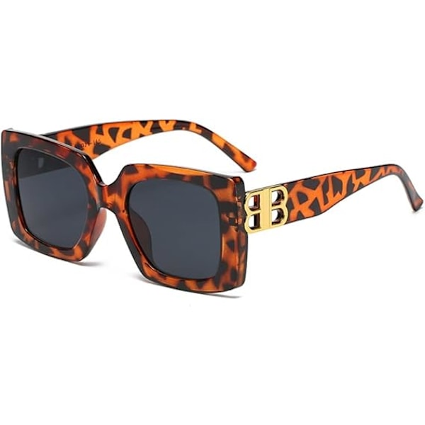 Oversized solbriller for kvinner, damesolbriller, vintage nyanser UV400 briller Leopard print grey