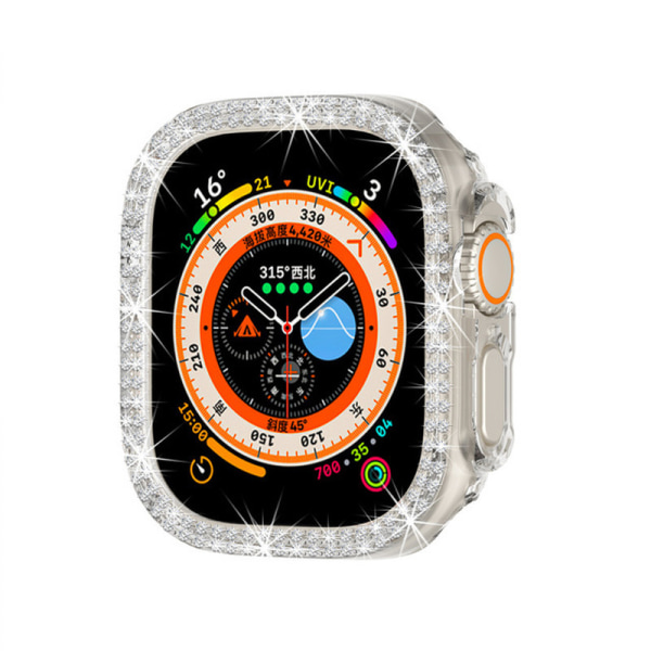 For Apple Watch Ultra 49mm Dobbel Rad Bling Diamant Deksel PC Bumper Beskyttende Deksel Krystall Skinnende Rhinestone Deksel