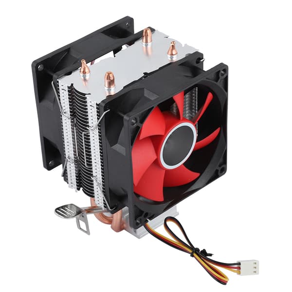Mini PC CPU-kjøler Dual Silent Fan 2 kobberrør datamaskinkjøler rød