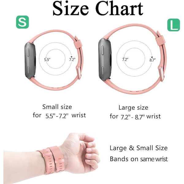 Älykäs rannekkeen hihna on yhteensopiva Fitbit versa -älykellojen, versa 2:n ja versa Lite se -kellojen kanssa naisille ja miehille（ Peach-L）