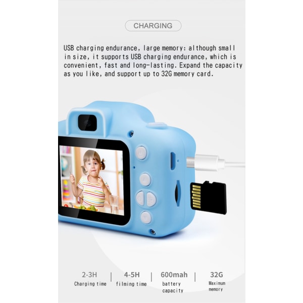 x5S HD Cartoon Video Barn Digitalkamera Liten SLR Dubbelkamera Minileksakskamera Present Rosa