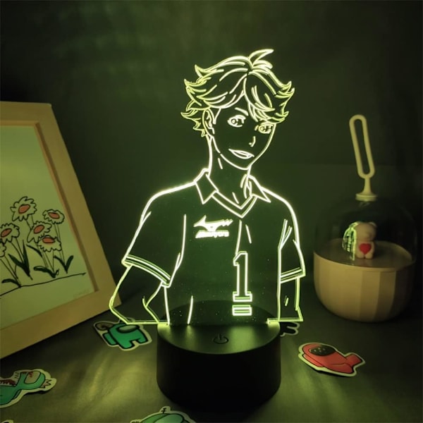 Anime Oikawa Tooru Lampe 3D LED Illusion Akryl Natlampe USB 7 Farve Touch/Fjernbetjening 16 Farveændringer Børn Baby Soveværelse Dekoration Belysning