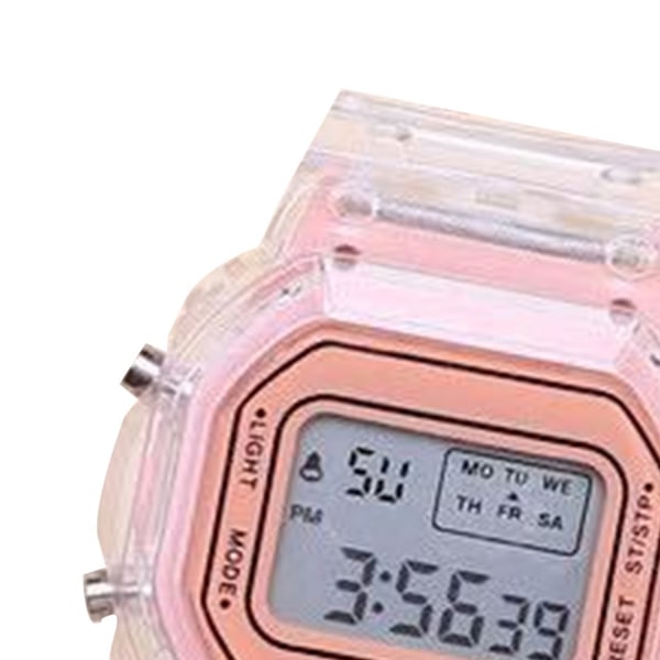 LED Digital Watch Transparent Vattentät Lättvikts Exakt Time Sports Armbandsur (Rose Gold