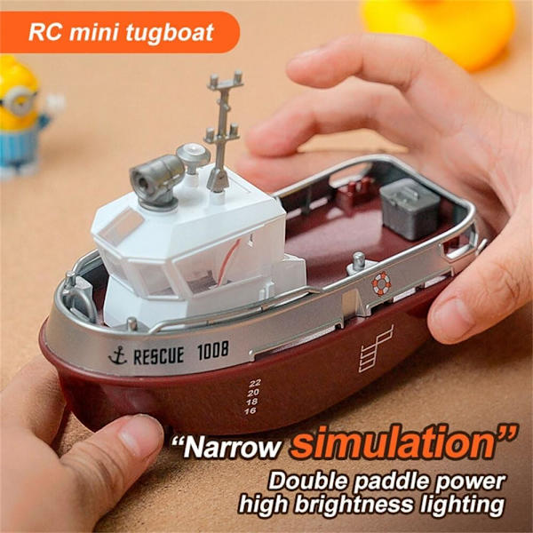 RC Båt 1/32 Fjernkontroll Redningsbåt Speedbåt Dual Motor Vanntett RC Racing Skip 2.4G Elektriske Kjøretøy Modell Raskt Vannfartøy LED Lys