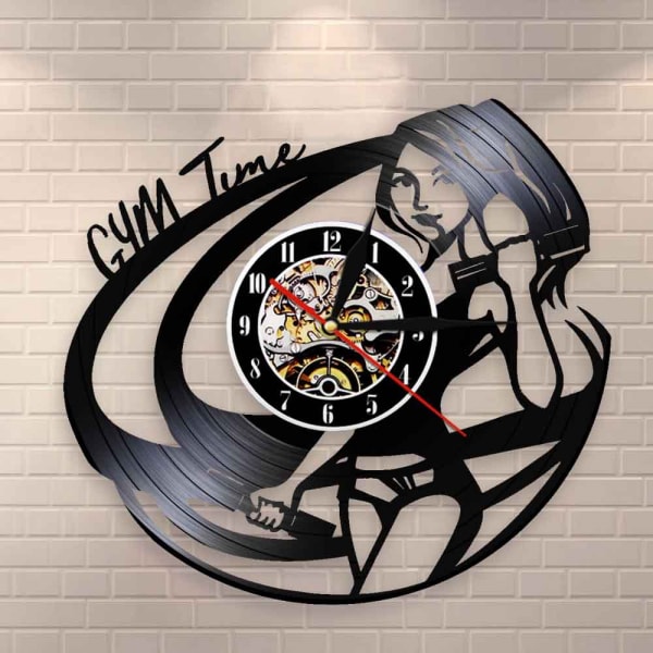 Music Vinyl Record Wall Clock -Fitness Girl Vinyl Wall Clock -  Vinyl Clock - Living Room Wall Decor - Unique Gifts for Music Lover