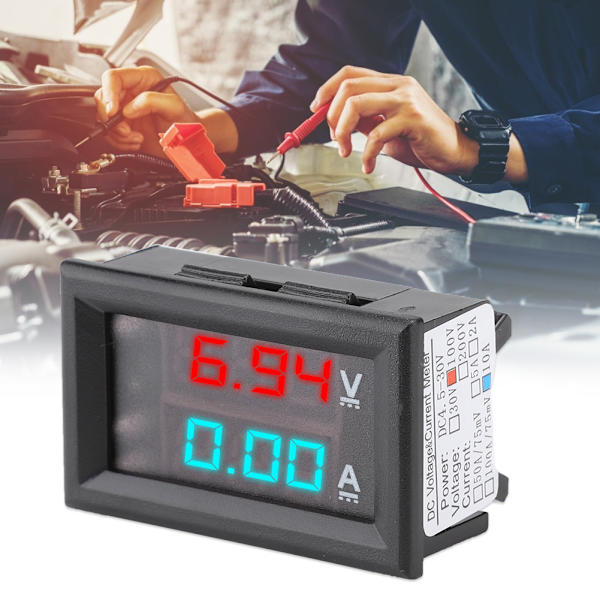 0-100V 0-10A Mini Dubbla Färger LCD Digital Voltmeter Ammeter Volt Ström Amp Tester
