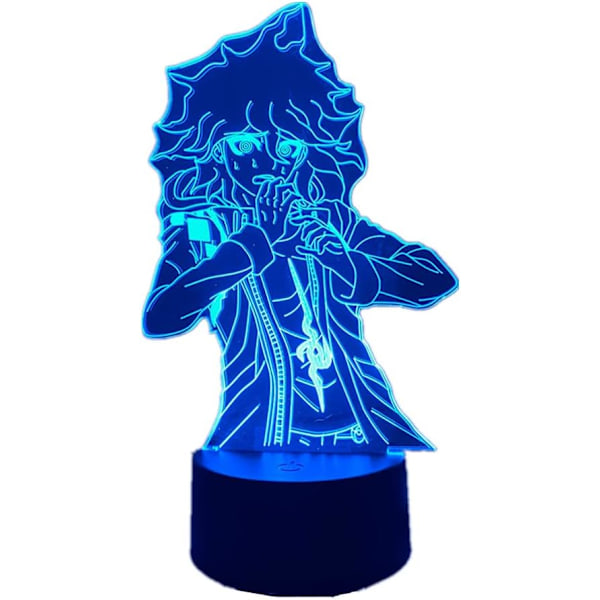 USB 3D Anime Illusionslampe Nagito Komaeda LED nattlyslampe for soveromsdekorasjon 7 farger berørings-/fjernkontroll 16 farger akryl neonlampe