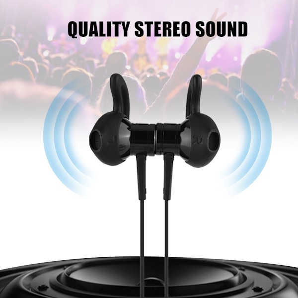Magnetiska stereo-hörlurar, bärbara trådlösa Bluetooth-headset, utomhussporthörlurar (svart)